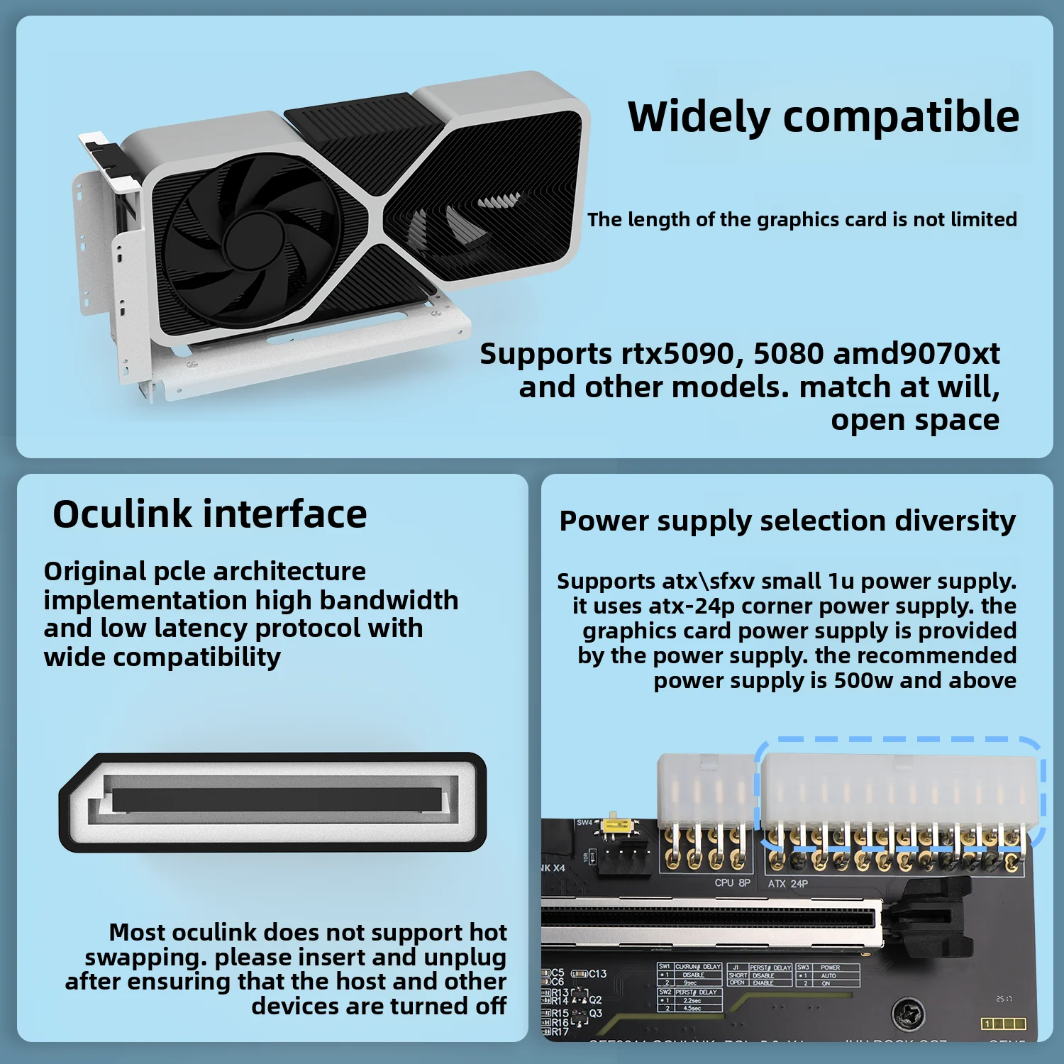 ADT-Link PCIE 5.0 X4 eGPU Oculink External Graphics Card Dock GDP Laptop M.2 External Docking Station 8611 Direct Connection