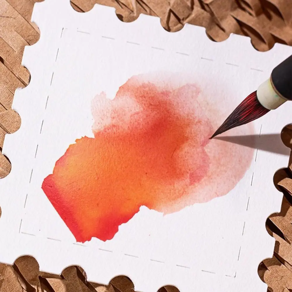 25pcs Stamp/Ticket Stub Shape Watercolor Paper Fine Lines Hand-drawn Style Art Papers Blank Design Postcards Bookmark Crafting