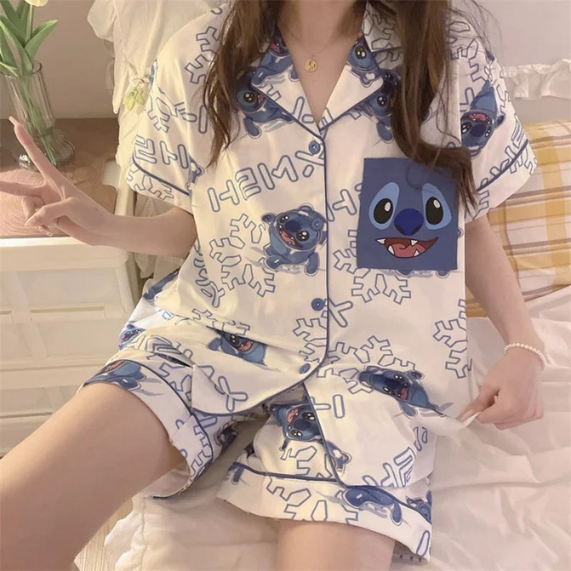 New Ladies Two Piece Pajamas Women Printed Pajamas Home Sets Pajama Sets Cute Girls Homewear