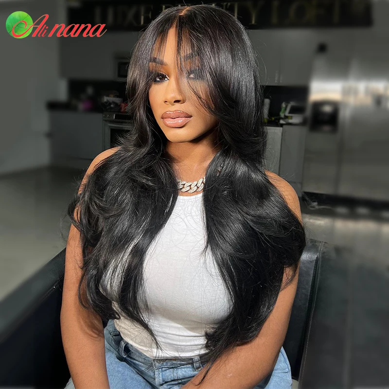 

13x6 Lace Frontal Wig With Bangs Straight Body Wave Style Remy 13x4 Lace Front Human Hair For Black Women 5x7 Lace Closure Wig