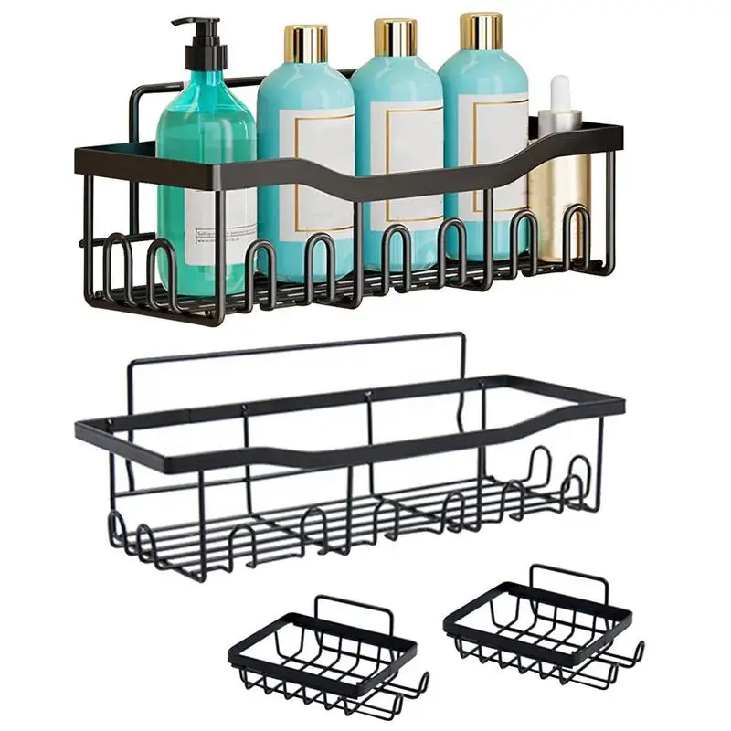 

Shower Storage Waterproof Shampoo Cosmetics Holder Basket Strong Adhesive Wall Shelf Bathroom Corner Storage Organization