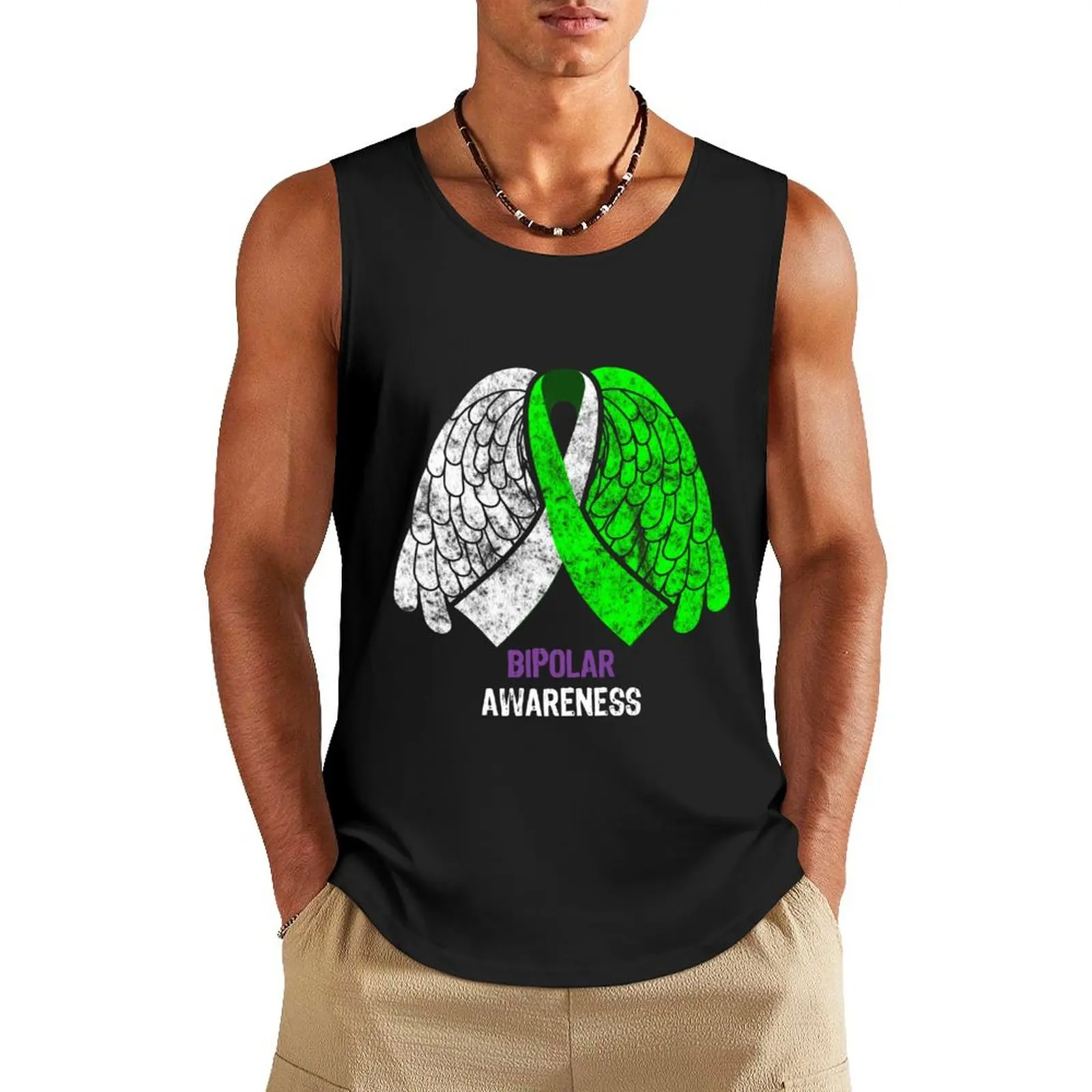 

Bipolar Awareness Ribbon Butterfly Vintage Mental Health Awareness Tank Top t shirts running shirt underwear men gym