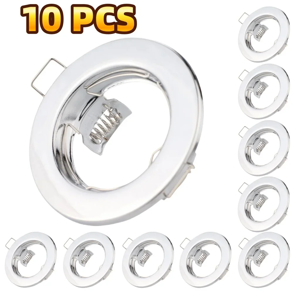 JOYINLED 2/10 Pack Iron Recessed Spotlight Frame GU10 MR16 Downlight Trim Ceiling Light Housing Fixture Black White Nickel