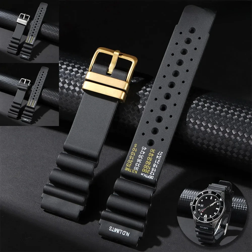 

ND Limits Diver Силиконовый резиновый ремешок 20 мм 22 мм 24 мм Ремешок для часов Seiko for Citizen for Water Ghost Мужской дышащий ремень для дайвинга