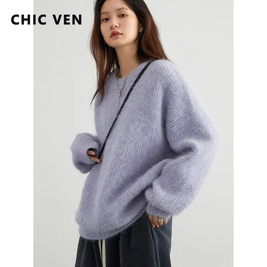 CHIC VEN Women’s Sweater Pullover Solid Loose O Neck New Soft Alpaca Female Tops Woman Knitwear Jumpers Spring Autumn 2024 6 CHIC VEN Women's Sweater Pullover Solid Loose O Neck New Soft Alpaca Female Tops Woman Knitwear Jumpers Spring Autumn 2024 6