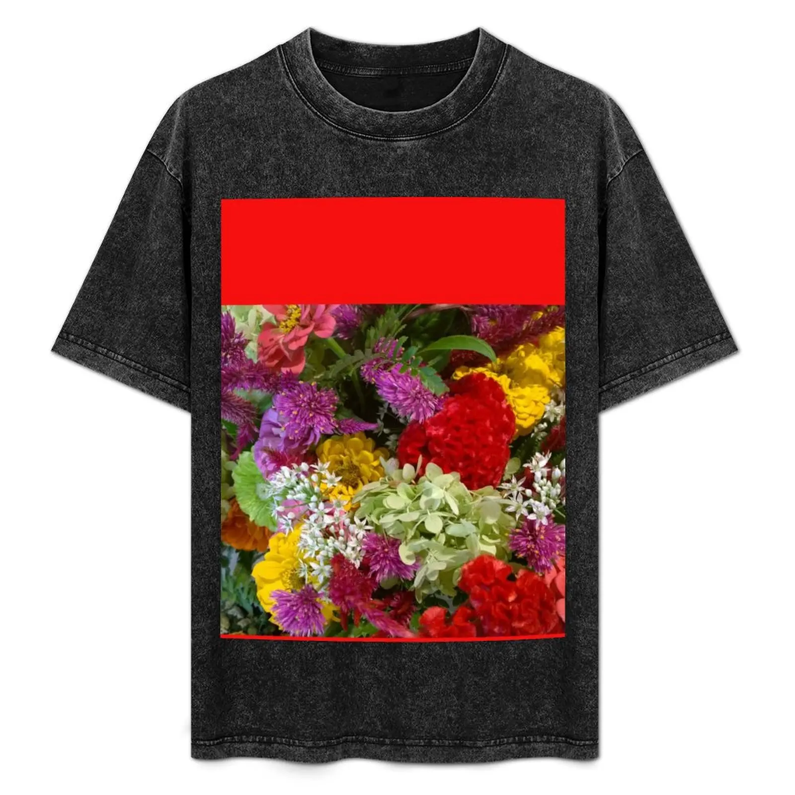 

Floral Bouquet-Aster-Cock's Comb-Zinnia T-Shirt Soft Stretch Short Sleeve Top