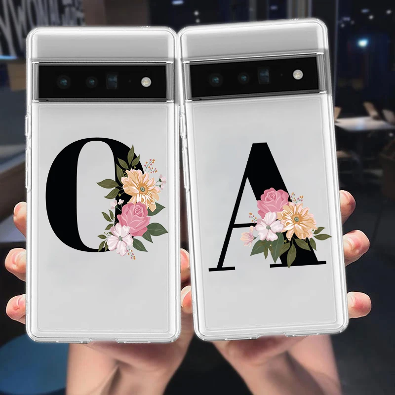 Für Google Pixel 10 Pro 10A Handyhülle Pixel 9 Pro XL Pixel 8 Pro 9A 8A 7A 7 6A 6 Pro Weiche TPU-Hülle Blumen Buchstaben S