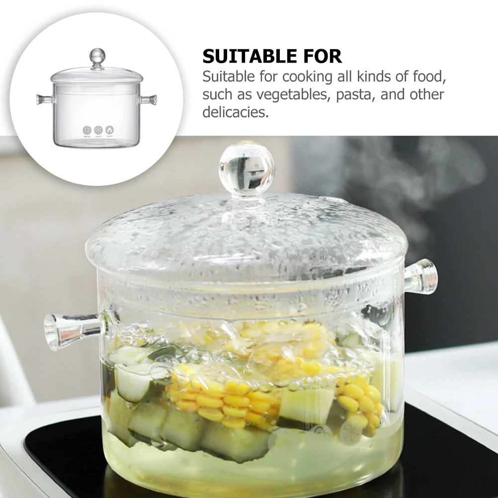 

Стеклянная кастрюля с двойной ручкой, термостойкая посуда для тушения для кухни, стеклянная кастрюля для тушеной курицы и лапши