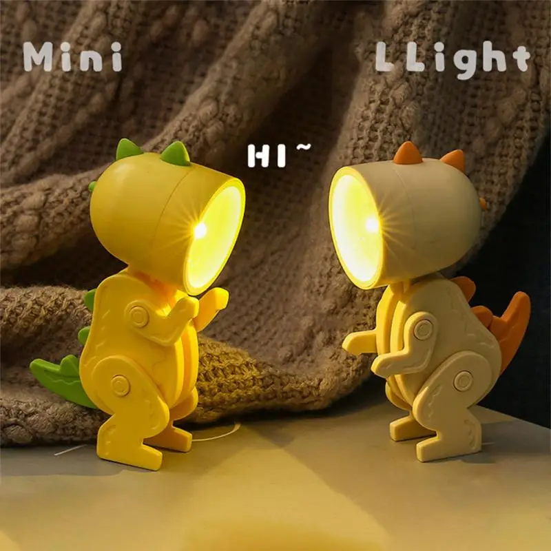 Mini Night Light LED Cartoon Cute Dinosaur Desk Lamp Desktop Ornament Bedside Bedroom Table Lights Children Boy Holiday Gifts