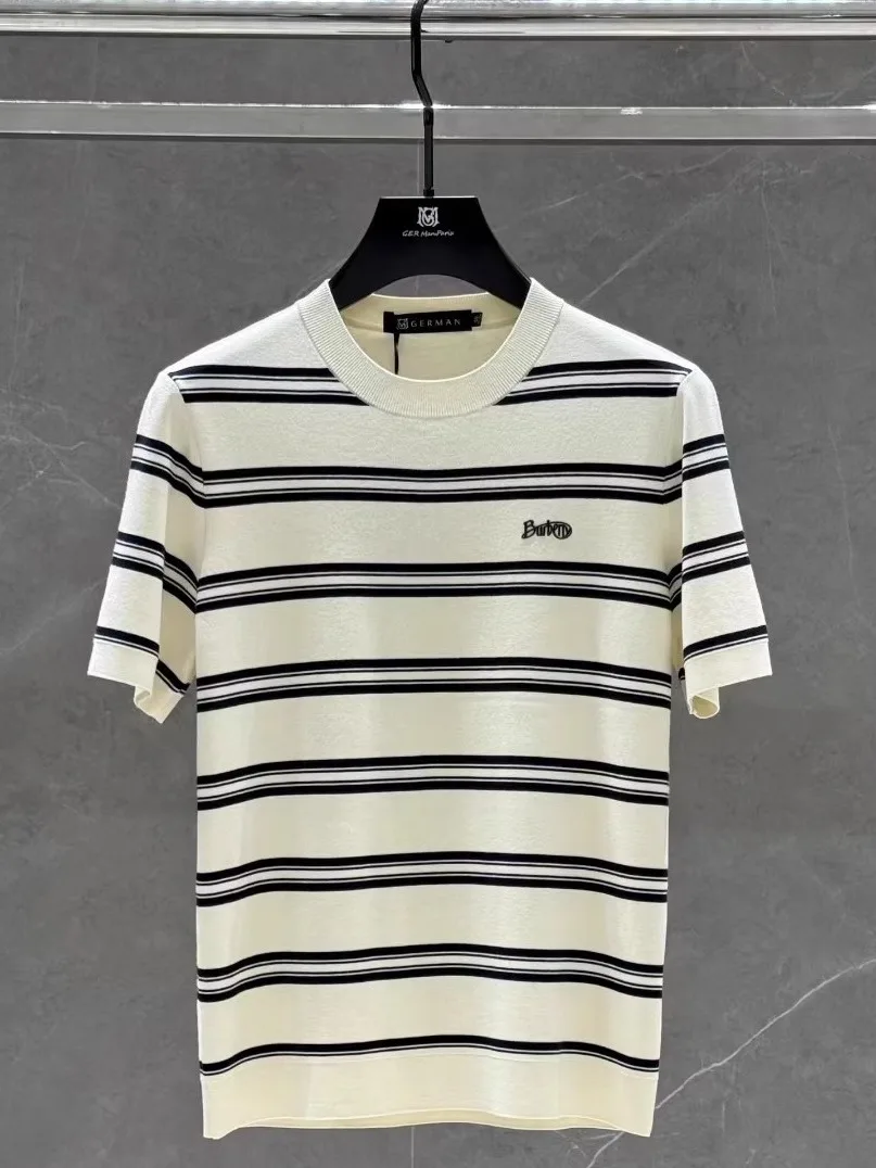 

Men's Faionable Casual Striped ort Sve Knitted Wool Sweater Autumn Winter Top Versatile Basic round Ne Sweatirt