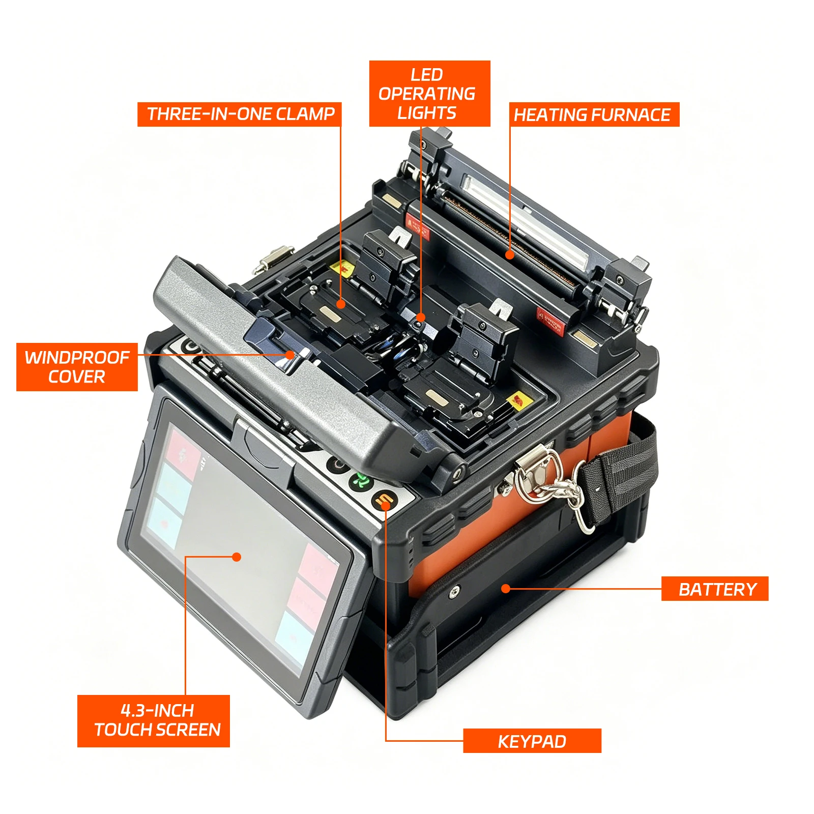 Dark Horse H9 Fiber Fusion Splicer Automatic Optical Fiber Splicing Machine FTTH FTTX Low Loss Splicer Fiber Optic Welding Machine with Cleaver Drop Cable Fiber Welder Complete Tool Kit