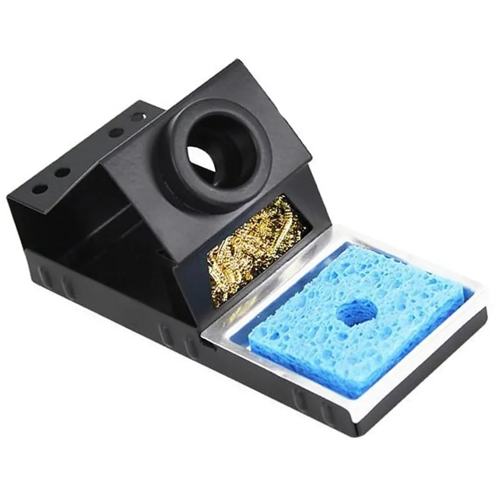 

Heavy Duty Soldering Iron Holder Reliable Metal Stand with Integrated Brass Wool and Cleaning Sponge for Convenience
