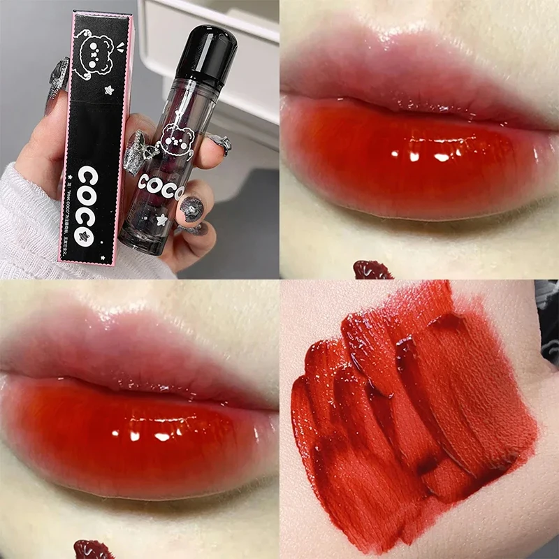 Mirror Juice Lip Gloss Black Water-light Glass Waterproof Red Tea Brown Liquid Lipstick Lasting Nude Lip Tint Makeup Cosmetics