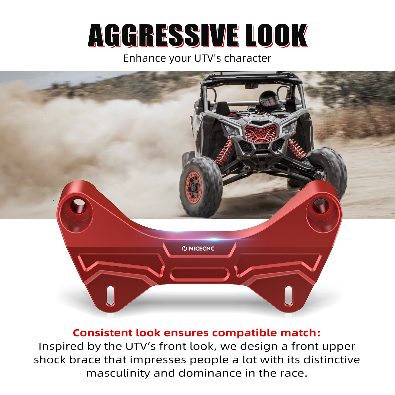 NICECNC Für Can Am Maverick X3 Max R Turbo DPS 2017-2018 Obere Vordere Stoßdämpferhalterung Aluminium UTV Zubehör – Detail 11