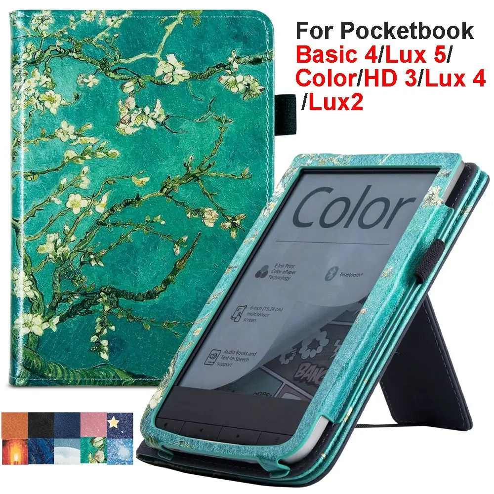 

Hand Support 6 inch eReader Case Shockproof Anti Scratch Smart Cover for Pocketbook Basic 4/Lux 5/Color/HD 3/Lux 4/Lux2