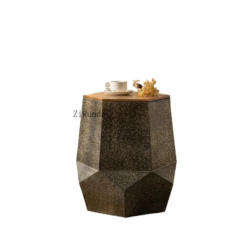 Popular home decoration retro simple wooden coffee table steel base