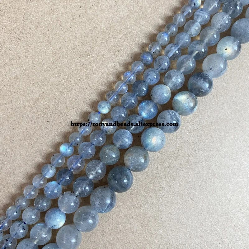 Genuine Semi-precious Stone Madagascar AAAA Quality Grey Labradorite Round Loose Beads 4 6 8 10 MM Pick Size for Jewelry Making