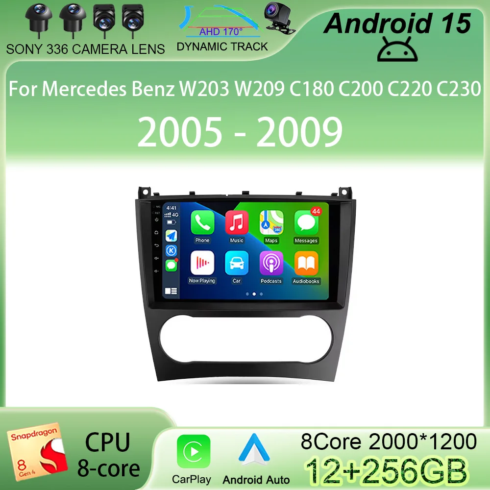 

9inch Android 13 Car Radio Multimedia Video Player For Mercedes Benz W203 W209 C180 C200 C220 C230 2005 - 2009 GPS Navi Stereo