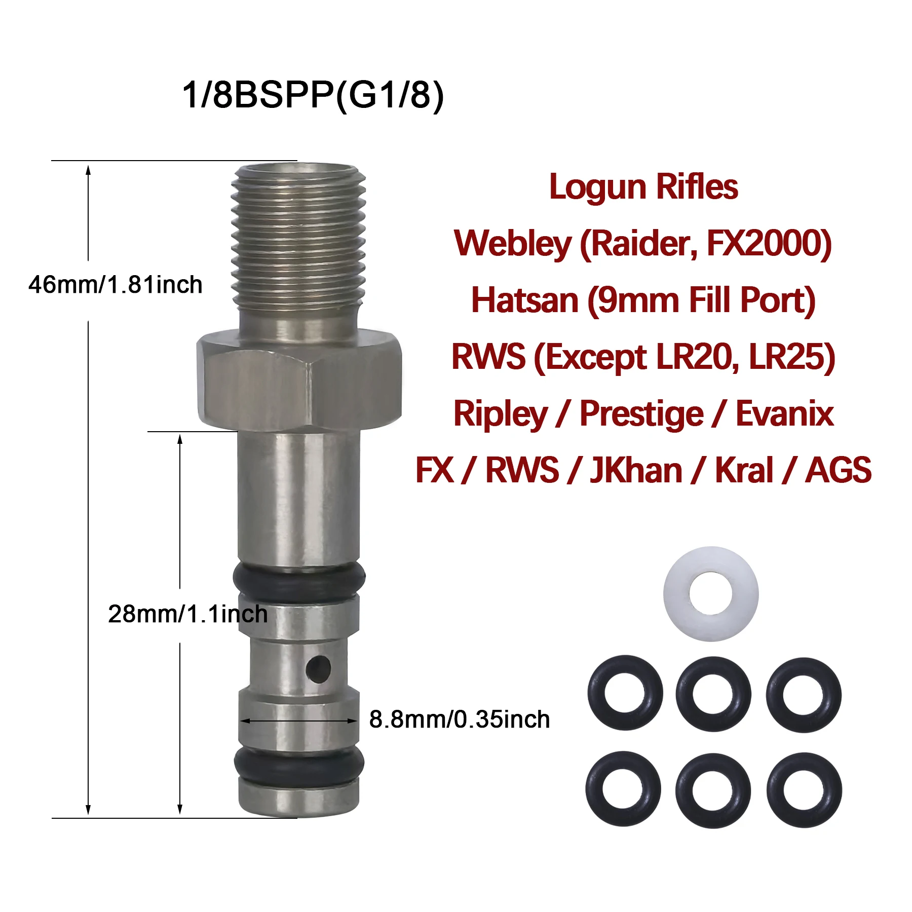 Sonda de carregamento de enchimento de ar para Cricket Ataman, Walther Rotex, WEIHRAUCH, BSA, BROCOCK, Artemis Snowpeak, SMK, Hatsan