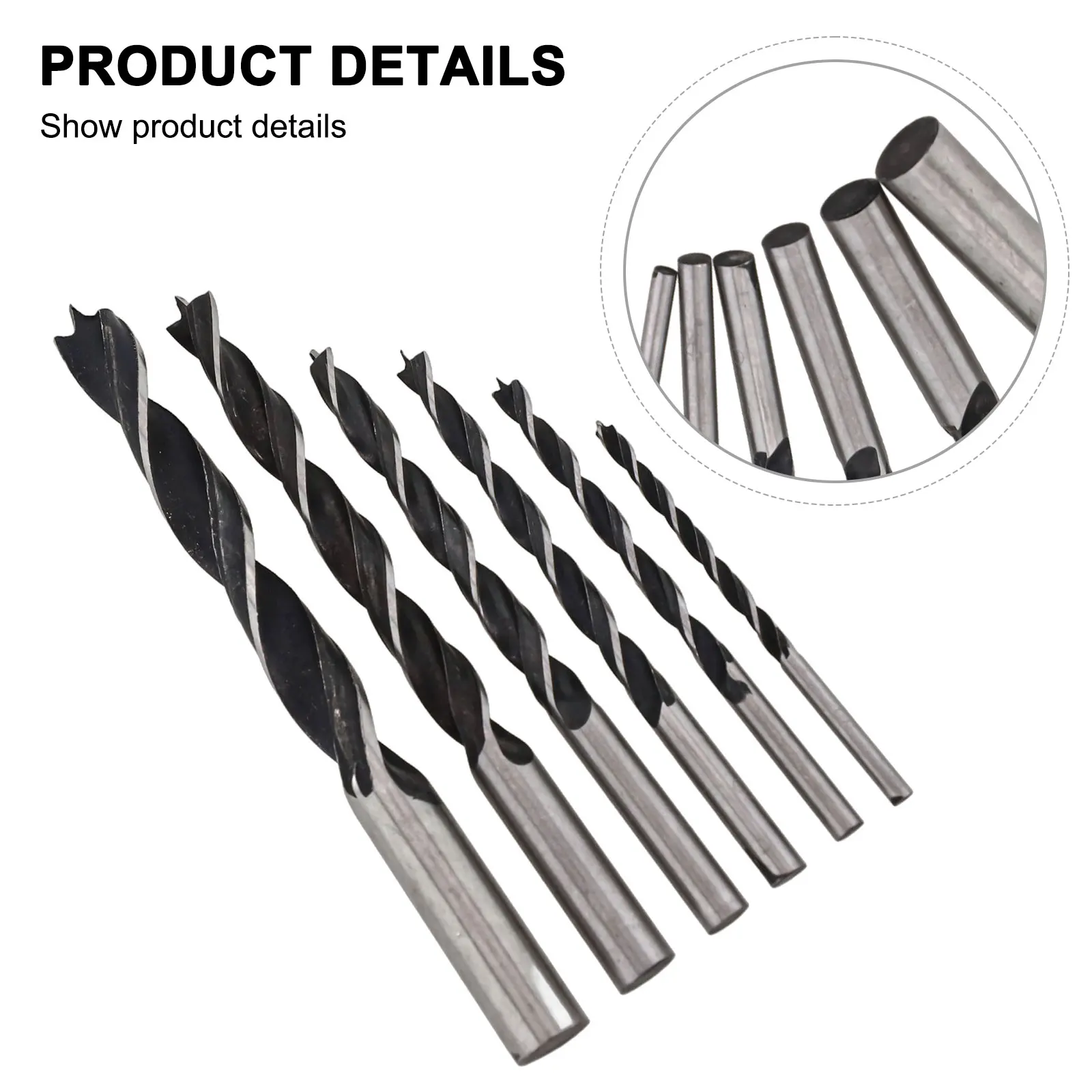 Brocas en espiral para madera, herramienta de carpintería de alta resistencia, paquete de punto central, 6 piezas, 3-10mm