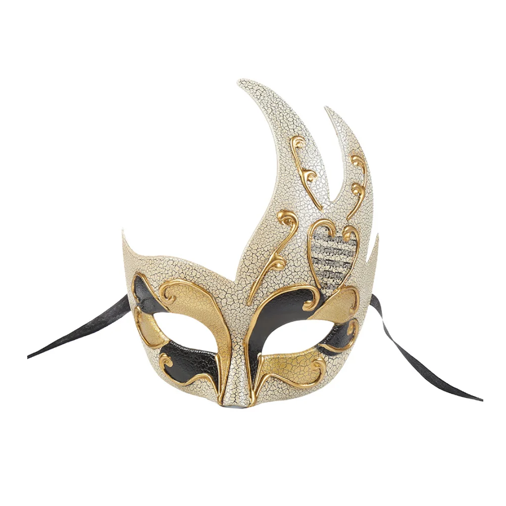 

Flame Crack Mask Plastic Half Face Masquerade Adjustable Strap For Costume Party Carnival Ball Men'S