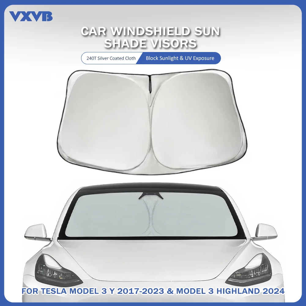 

For Tesla Model 3 Highland Windshield Sunshade Folding Front Window Sun Shade Protection Visor For Model 3 Y 2024 Accessories