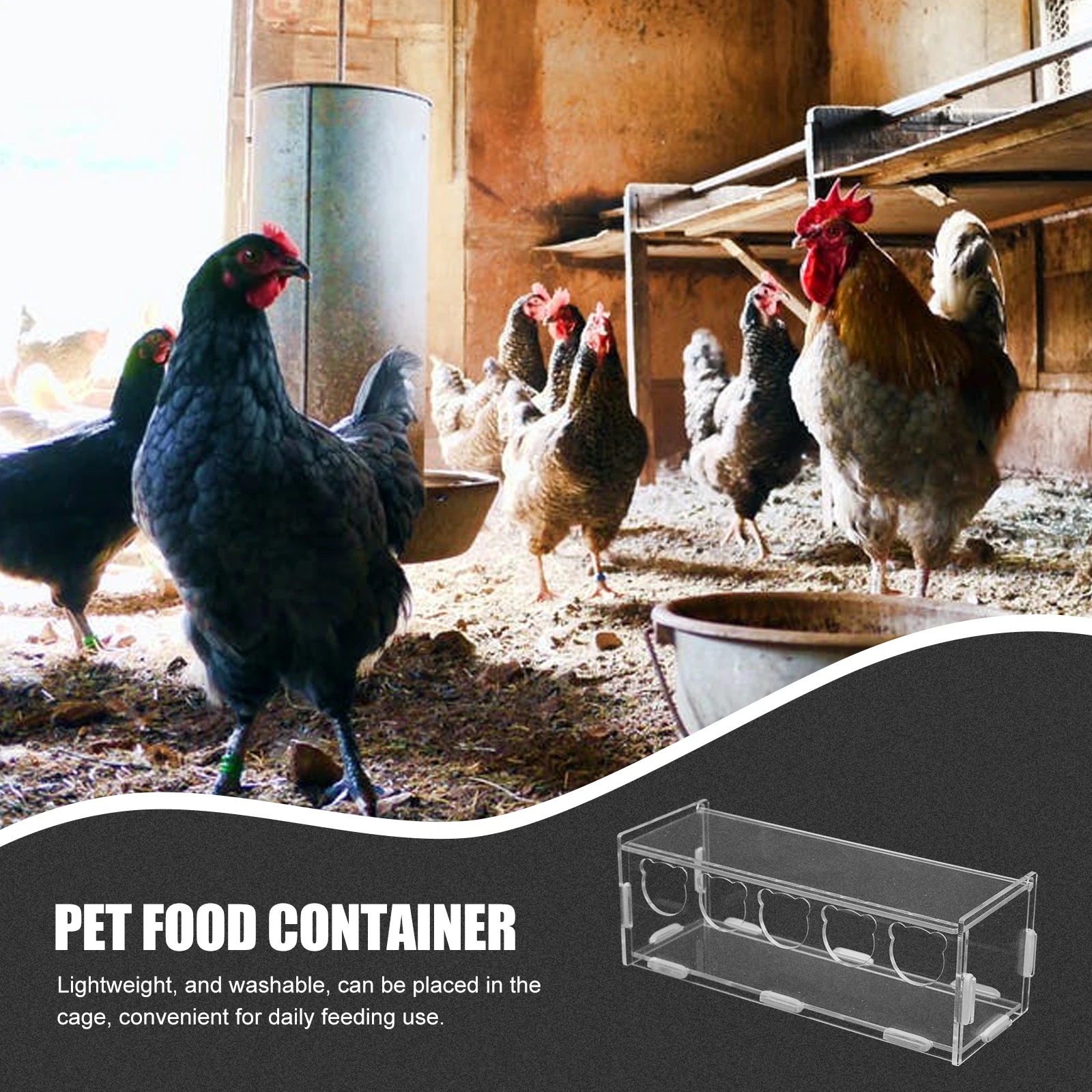 

Acrylic Transparent Rutin Chicken Feeding Bowl Large Capacity Food Feeder for Budgerigar Canary Cockatiel Finch Pet Cage Food