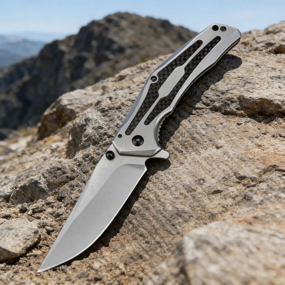 

Карманный складной нож 8CR13MOV, сталь, нержавеющая сталь, встроенная с ручкой из углеродного волокна, EDC, режущий инструмент для выживания в кемпинге