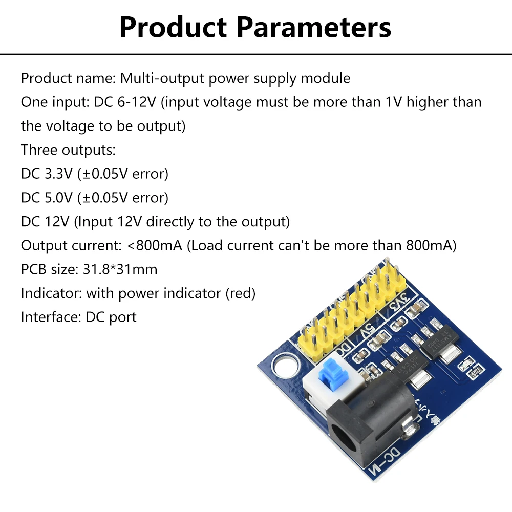Module de Conversion de tension DC 12V à DC 3.3V 5V 12V, avec convertisseur de tension de Module d'alimentation abaisseur multi-sortie