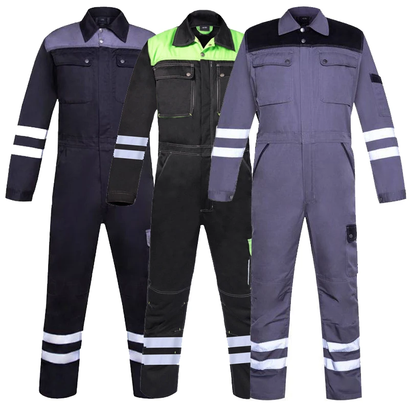 Long Sleeve Coveralls for Work with Reflective Strips Anti-scald Welder Clothes Wear-resistant Repairman Uniform