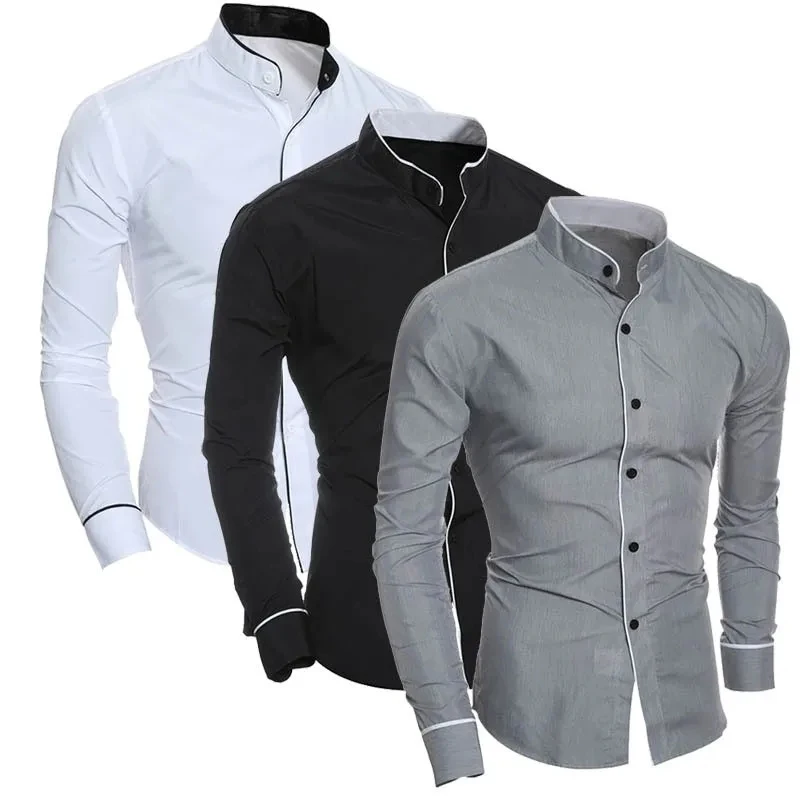 Men 2024 Long Sleeve Shirt Casual Solid Single Breasted Buttons Top Shirts Spring Summer Smart Casual Bussiness Male Shirt