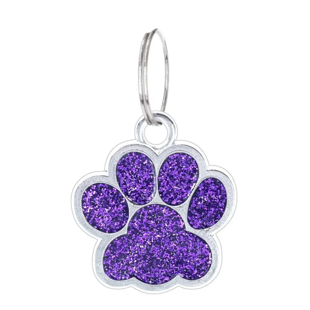 

Cat Dog Paw Print Dog Cat Tags Anti-Lost Exquisite Pet Glitter Pendant with Hook Personalized Pet Collar Tag Pendant Kitten