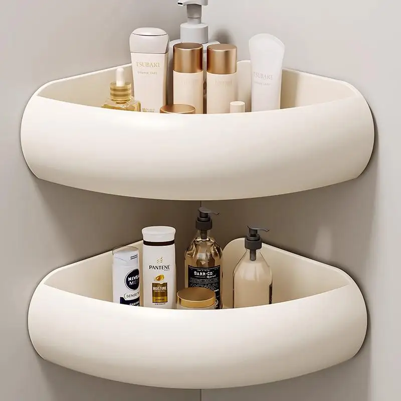 Japanese Toilet Shelf No Punching Toilet Wash Rack Bathroom Triangle Basket Cream Wind Wall Hanging Storage Shelf