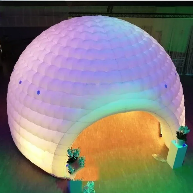 Inflatable Air ส่งเสริมการขาย Canopy โดมไฟ LED สีขาว Igloo งานแต่งงานผับเวทีเต็นท์สําหรับงานแสดงสินค้า