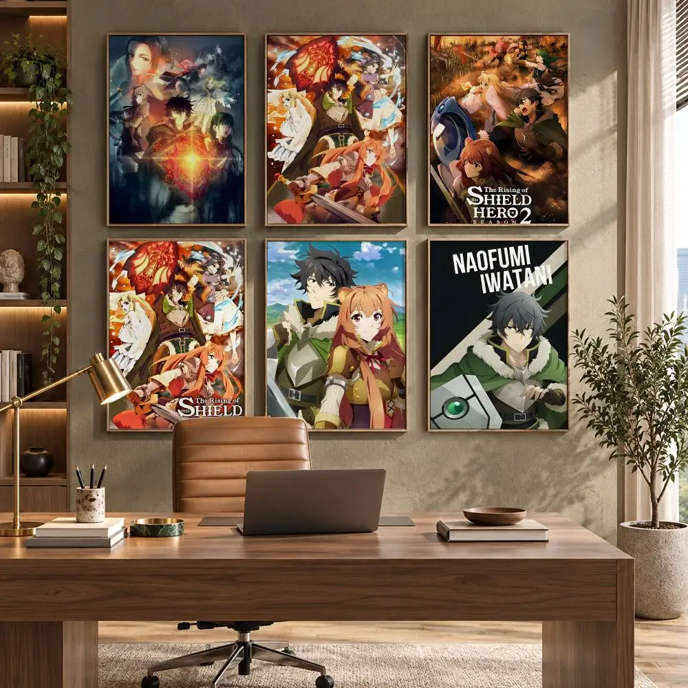 The Rising of the Shield Hero Anime Poster Self-Adhesive PP Paper HD Wall Decal for Study Living Room Garage DIY Gift
