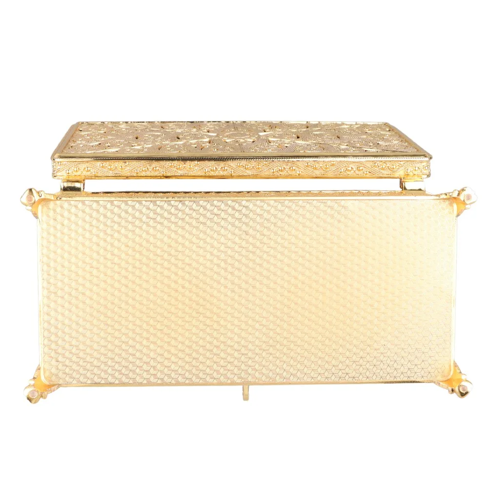 Jewelry Boxes Soft Velvet Lining Metal Jewelry Box Gold Silver Trinket Storage Box Rectangle Rectangular Jewelry Box For Women