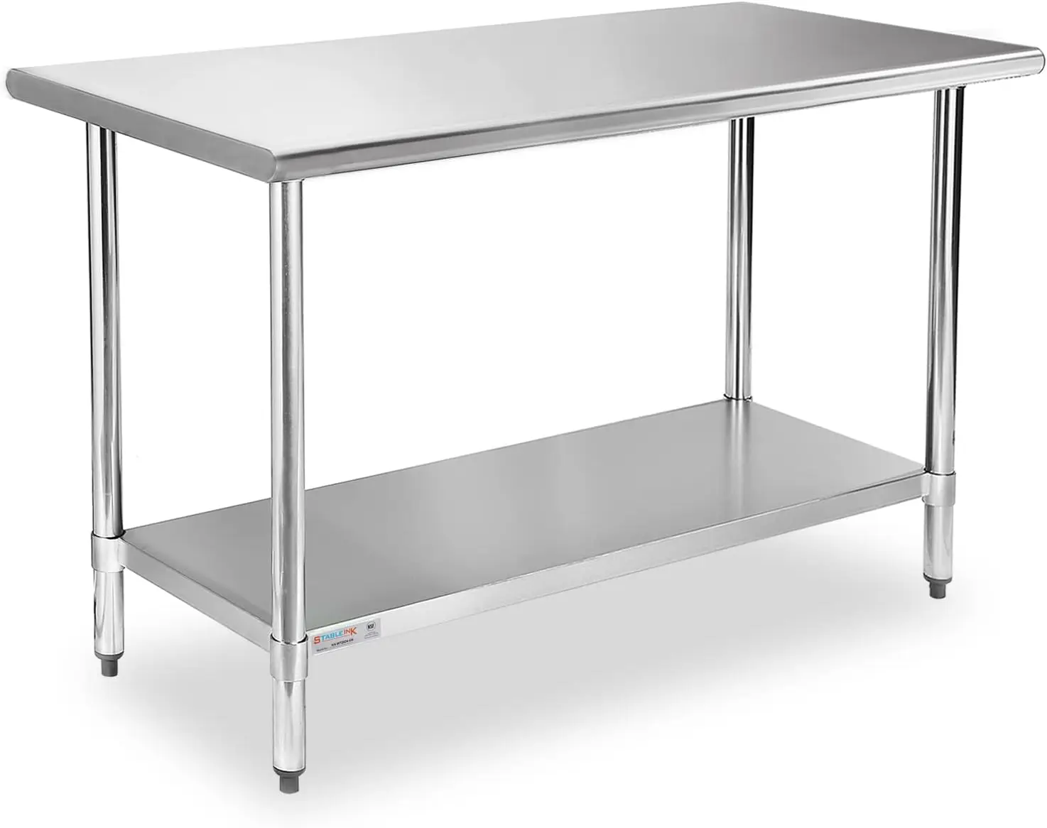 

NSF Stainless Steel Table 24 x 60 Inches 5ft, Metal Prep & Work Tables with Adjustable Undershelf, for Commercial Kitch