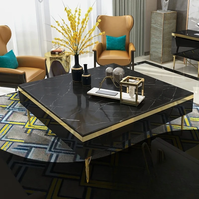 Modern Morocco New Classical Postmodern Square Stainless Steel Coffee Table Tea Table for Living