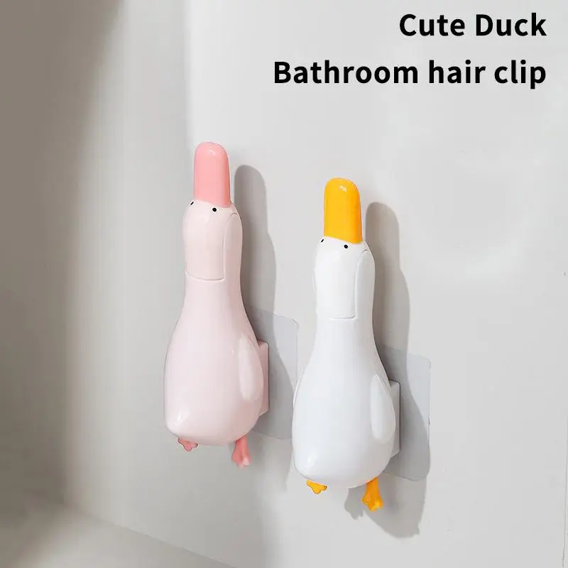 2-in-1 Cute Duck Shaped Double-head Design Cleaning Clip Dust Stain Removal Shovel - Bathroom Cleaner Tool With Drainage Hole