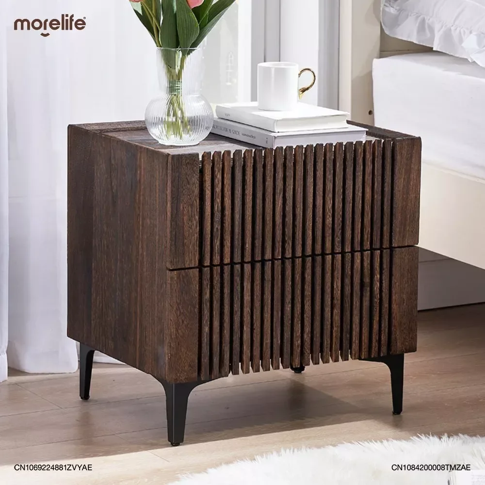 Nordic Japanese Simple Drawer Walnut Chinese Storage Cabinet Simple Light Luxury Simple Solid Wood Bedside Table Furniture K01+