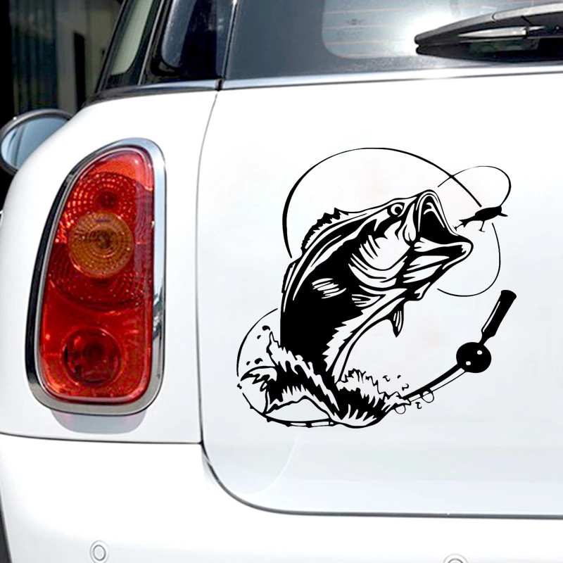 S51110 Black Transparent Car Stickers Vinyl Decal Bass Fish Ocean Sea Motorcycle Decorative Accessories Creative Waterproof
