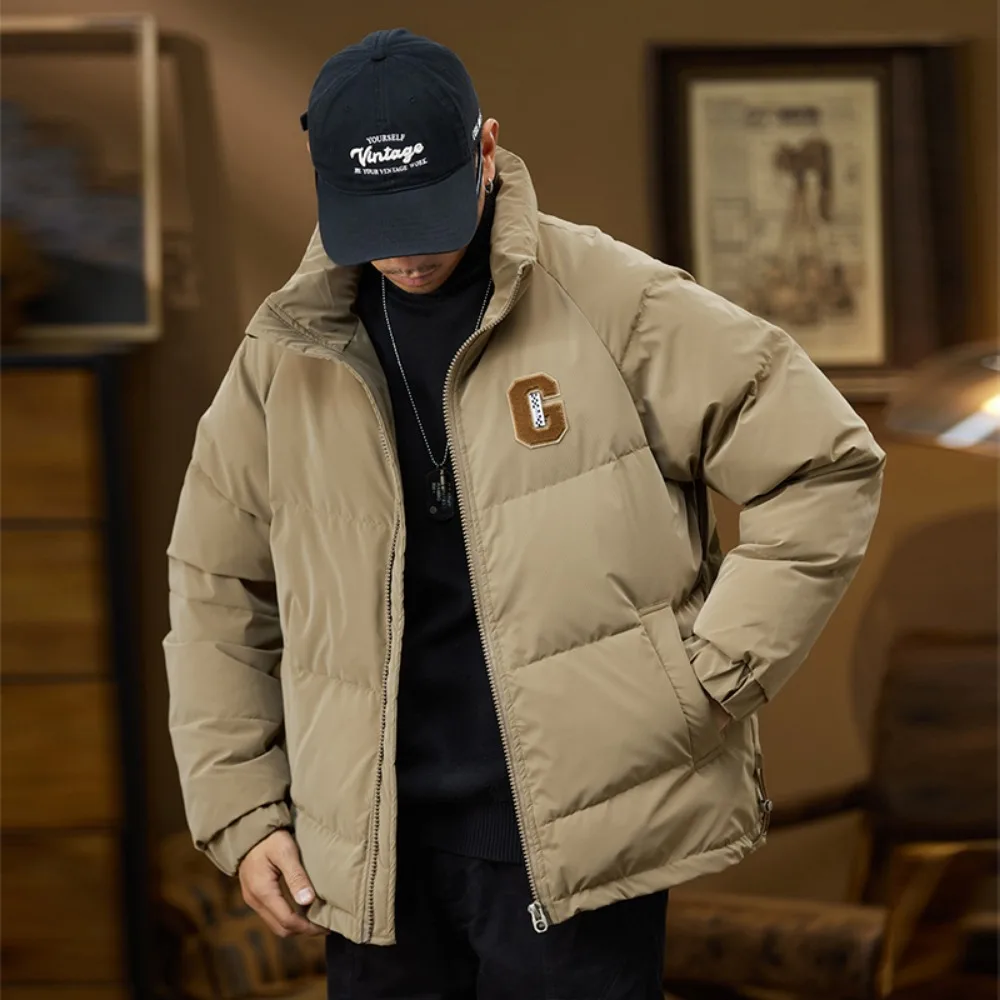 New winter down jacket men's stand collar thickened warm high fluffy bread cold-resistant jacket