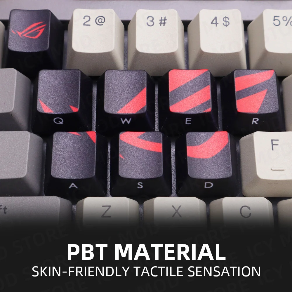 ROG PBT Keycap Sided Printed Gamers MOD Mechanical Keyboard OEM R4 Height Keycaps Kit Cherry Material Republic of Gamer PC Anime