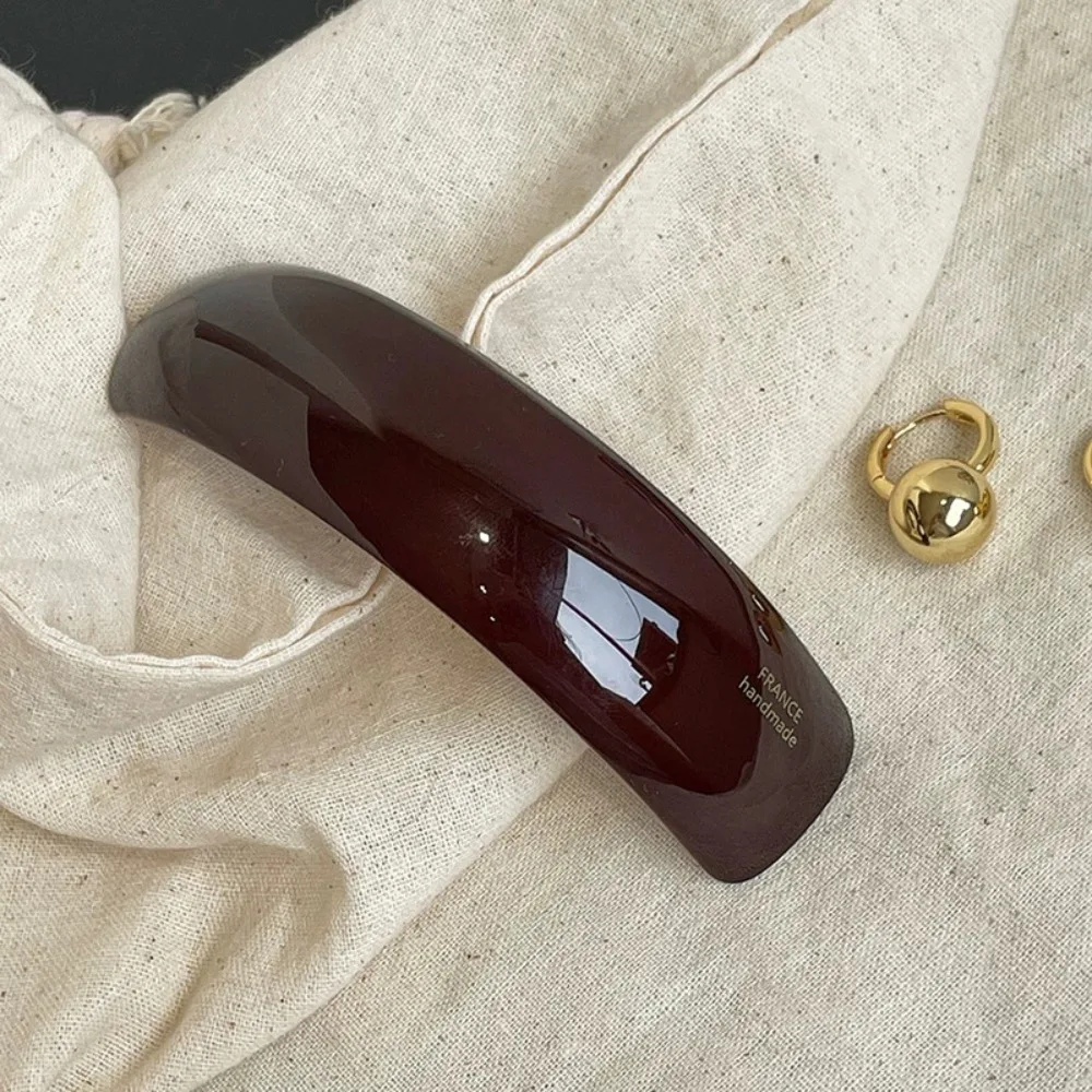 

Luxury French Style Acetate Hair Clip Sweet Red Ponytail Clip Temperament Solid Color Vintage Spring Clip Girl