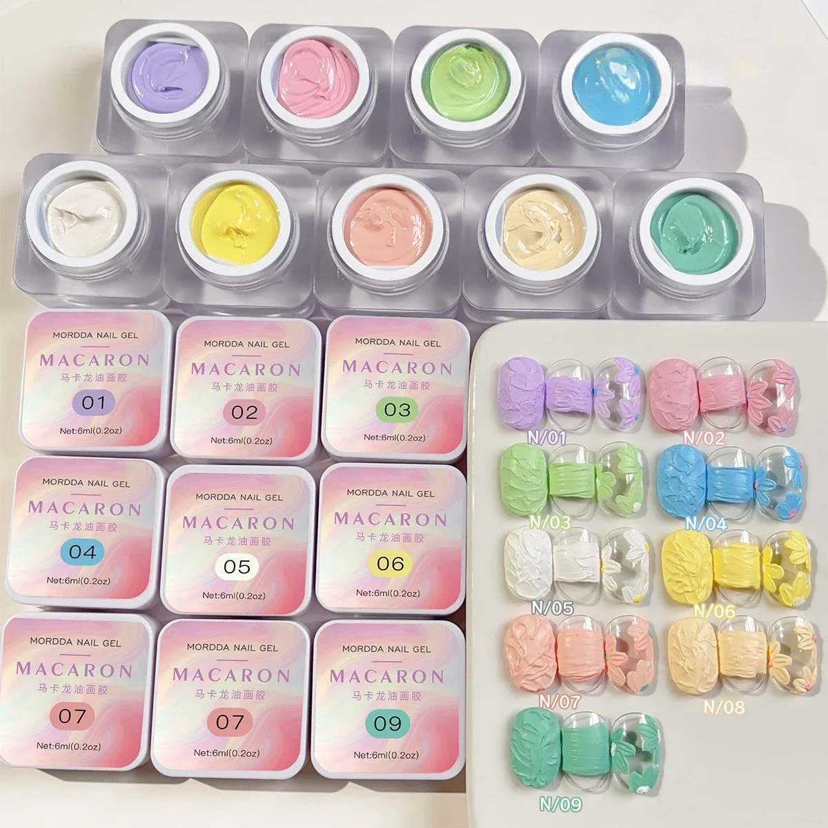 9Colors 6ml 3D Effect Oil Painting Gel Drawing Super Texture Painting Gel Soak Off UV LED Semi Permanent Pigmented Paint Art Gel