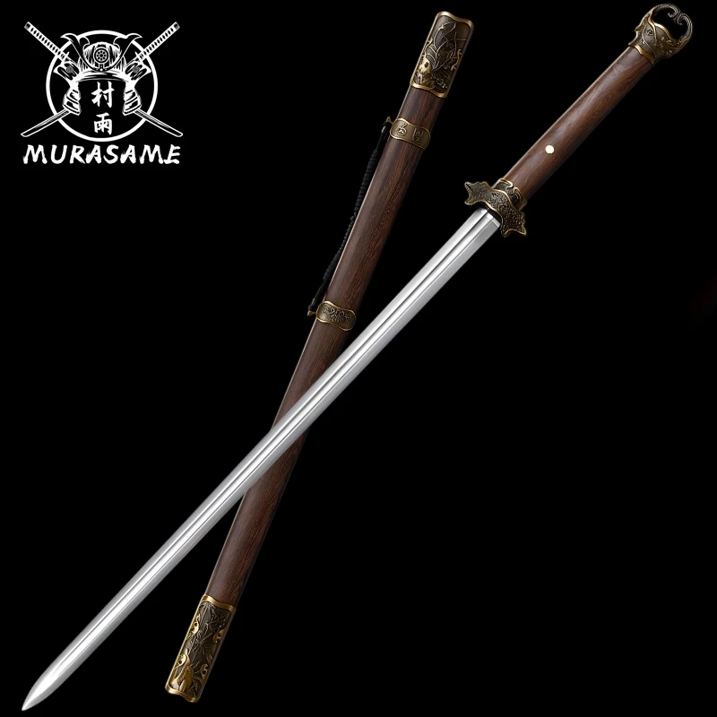 Functional Chinese Tang Jian, High Manganese Steel Blade, Real Rosewood Sheath, Katana, Full Size, Martial Art Straight Sword