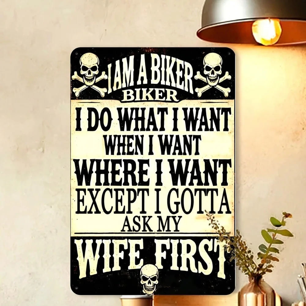 

Hilarious Biker Tin Sign Pack - 8x12 Inch Vintage Art Deco Wall Decor For Motorcycle Garage, Man Cave, Bar & Home | Trending Ram
