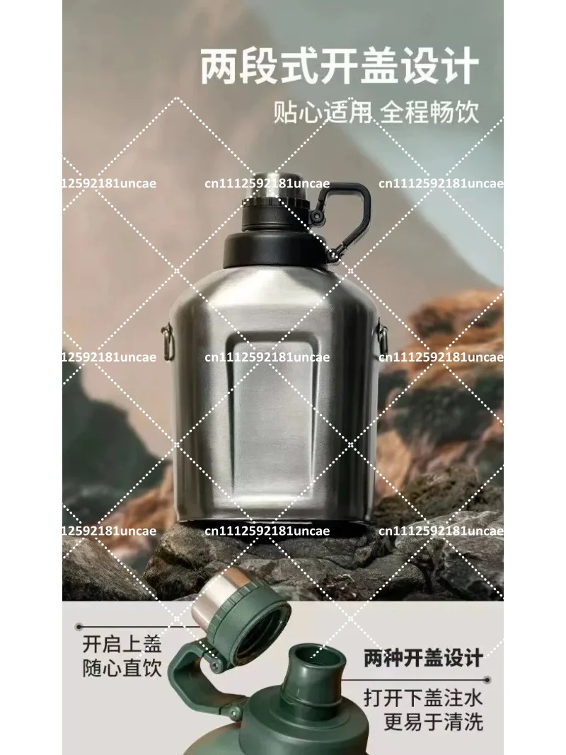 Stainless Steel Water Cup 1L Travel Kettle Outdoor Portable Large Capacity Single-Layer Bottle for Hiking Camping