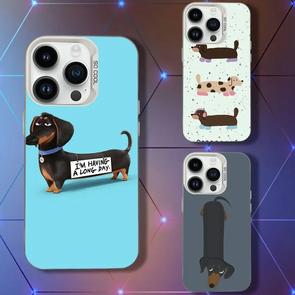 

Cartoon Dachshund Phone Case For iPhone 16,15,14,13,12,11,Pro,XS,Max,Plus,Mini,SE White Candy Matte Shockproof Cover
