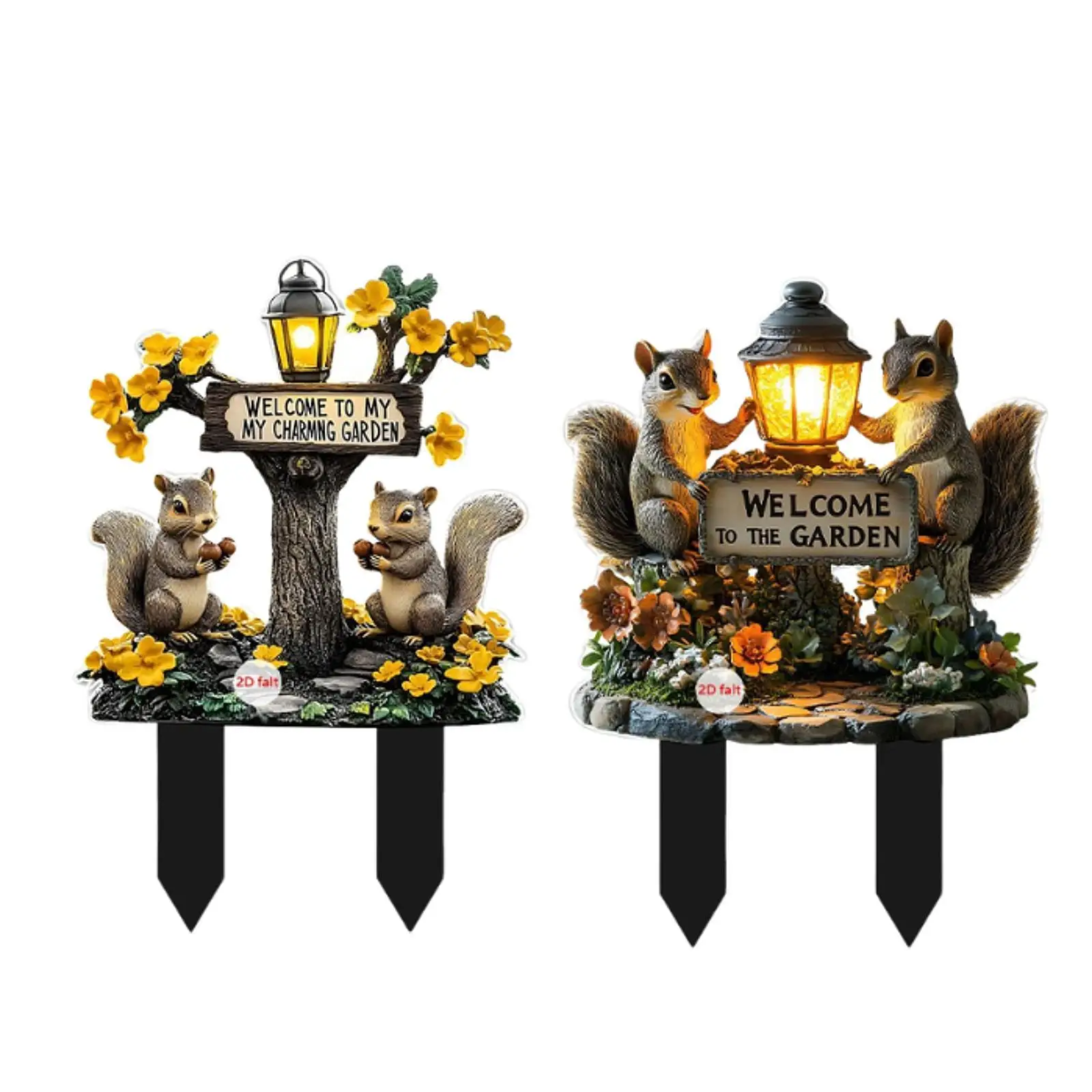 Squirrel Decorative Garden Stake 2D Acrylic Sign for Backyard Indoor Outdoor